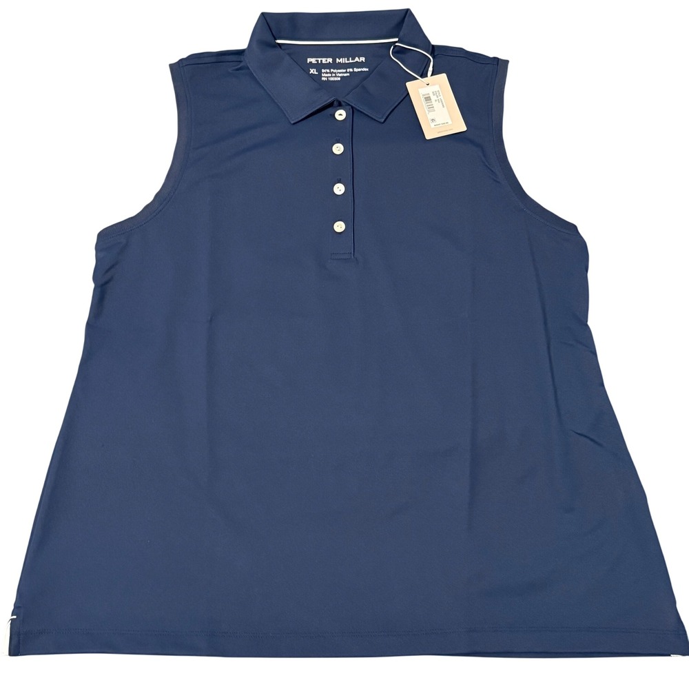 Peter‎ Millar Womens Golf Polo Sleeveless Shirt XL Navy Performance